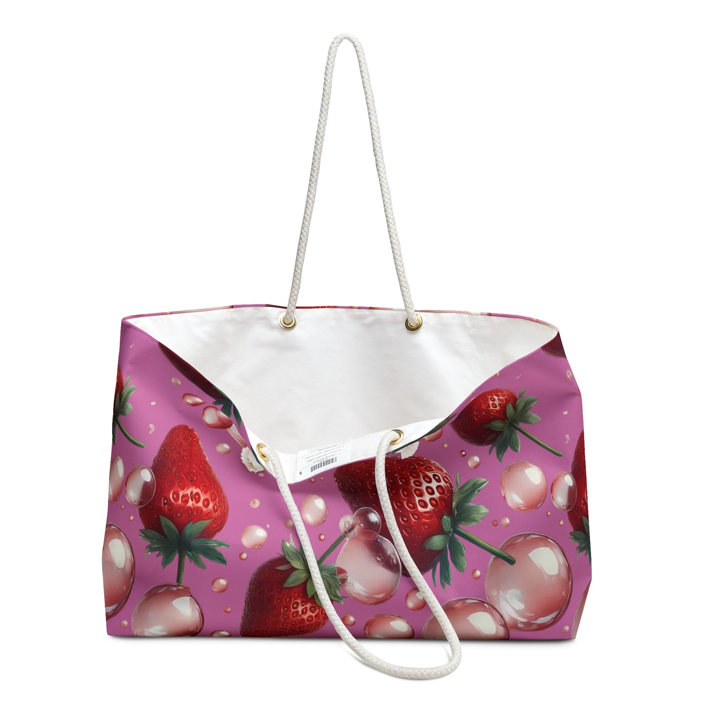 Strawberry Bubblegum Weekender Tote Bag Light Pink