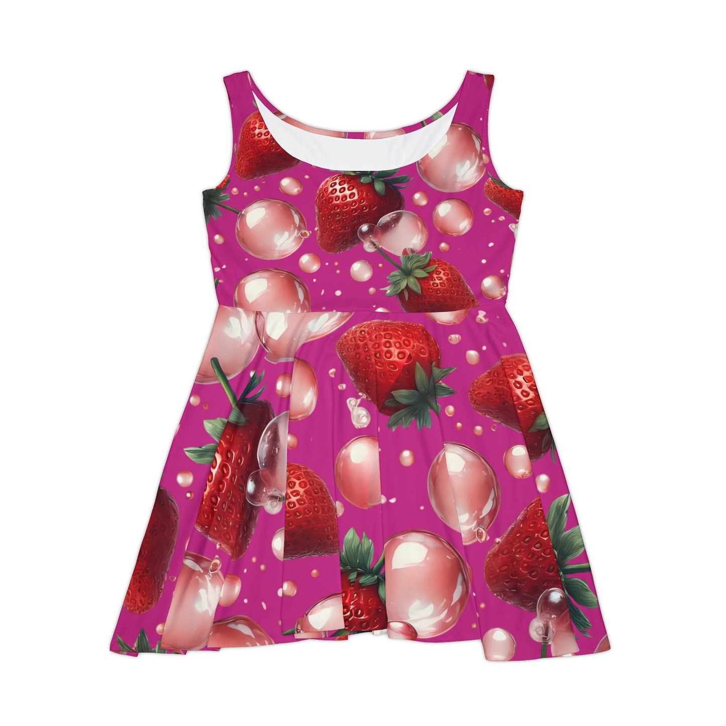 Strawberry Bubblegum Women's Skater Dress Hot Pink